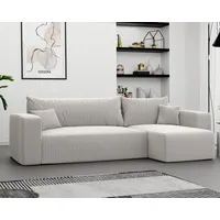 Ecksofa Piano Stoff Couch Sofa mit Schlaffunktion und Bettkasten Schlafsofa Polsterecke Couchgarnitur Ecke Bettcouch - Universal Farbe: Poso 100 - Beige