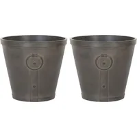Beliani Blumentopf 2er Set braun Rostoptik rund 45 cm