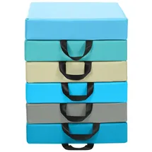 Costway Bodenkissen 6er Set Kinder Sitzkissen, mit Griff & Reißverschluss blau Quadrat