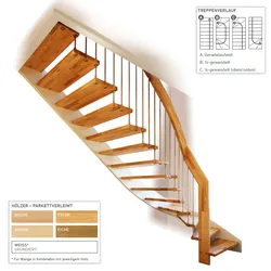 Dolle Geschosstreppe Bilbao Geradelaufend 252-280cm GH Holz rund 30mm Ahorn weiß