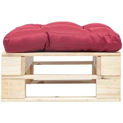vidaXL Garten-Palettenhocker mit Rotem Kissen Holz Natur