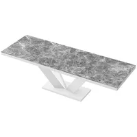 Design Esstisch Tisch HEU-111 Marmoroptik Marmor dunkel - Weiß Hochglanz ausziehbar 160 bis 256 cm