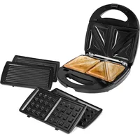 Sandwichmaker 3-in-1, Antihaftbeschichteter Sandwichtoaster für 2 Sandwiches, 750W Doppelseitige Heizung, Automatische Temperaturregelung, Intelligente Kontrollleuchte