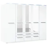 Priess Kleiderschrank PRIESS "Schrank Garderobe Wäscheschrank Barcelona in 5 Breiten", weiß, B:230cm H:193cm T:54cm, Holzwerkstoff, Schränke, Kleiderschrank, viel Stauraum, geräumige Schubkästen, mit Spiegel, MADE IN GERMANY