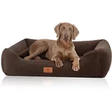Knuffelwuff orthopädisches Hundebett aus kuscheligem Teddy Material Wollekopp M-L 85 x 63cm Braun | Abnehmbarer Bezug | waschbar | für große, mittelgroße und kleine Hunde