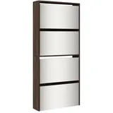 vidaXL Schuhschrank 63 x 134 x 17 cm mit Spiegel 4 Fächer braun