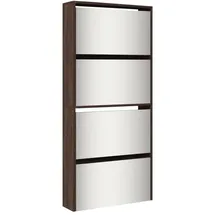 vidaXL Schuhschrank 63 x 134 x 17 cm mit Spiegel 4 Fächer braun