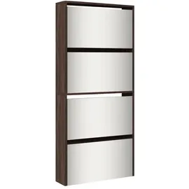 vidaXL Schuhschrank 63 x 134 x 17 cm mit Spiegel 4 Fächer braun