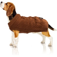 Bella & Balu Hundepullover mit Zopfstrickmuster – M, Braun | Pullover für Hunde bei Kälte, warm und weich für hohen 100% Baumwolle