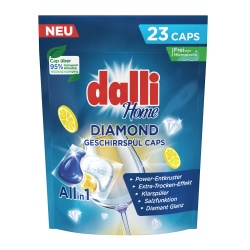 dalli Home Diamond Geschirrspül Caps All in 1, Spülmaschinentabs mit cleveren Dreikammer-Kapsel-Design, 1 Beutel = 23 Caps à 15,3 g