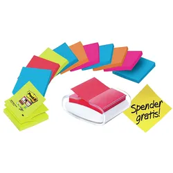 3M Post-it Super Sticky Z-Notes Spender Promotion PRO-W12N, 1 Z-Notes Spender, weiß, inkl. 12 Blöcke Post-it Super Sticky Z-Notes