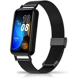 KeeFos Armband Kompatibel mit Huawei Band 9 / Huawei Band 8, Mesh Gewebe Edelstahl Herren&Damen Metall Uhrenarmband Ersatzband für Huawei Band 9 / Huawei Band 8 - Schwarz