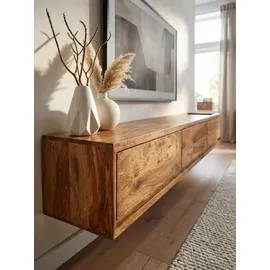 KADIMA DESIGN Lowboard Hängend 160x25x35 cm Braun MDF/Massivholz