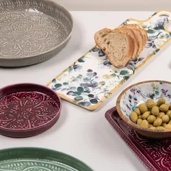 TABLE PASSION Präsentationsbrett Garden 47x15 cm - Dekor Rectangle Fayence Tisch Passion 47x15 cm