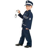 KarnevalsTeufel Kinderkostüm "Polizist Petersen" 2-tlg. mit Mütze Polizei-Uniform dunkelblau, Fasching, Karneval, Mottoparty (152)