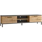 [en.casa] Lempäälä TV-Lowboard 160 x 35 x 39 cm Eiche rustikal/Anthrazit Metall/Spanplatte