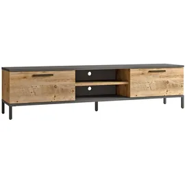 [en.casa] Lempäälä TV-Lowboard 160 x 35 x 39 cm Eiche rustikal/Anthrazit Metall/Spanplatte