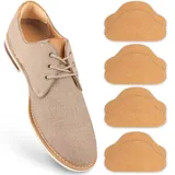 SULPO 4 Paare Leder Fersenschutz Fersenhalter Fersenkissen Fersenpolster Reparatur für Schuhe Set selbstklebende Schuheinlagen Schuhpads Fersenpflaster (Beige)