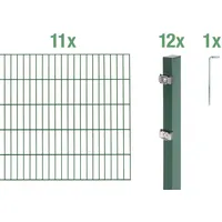 GAH Alberts Alberts Komplettset Doppelstabmattenzaun Grün, 2 m Matten, Höhe 80 - 200 cm, Länge 4 - 30 m