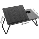 Tragbarer Laptoptisch - Klappbarer Betttisch und Sofatisch - Höhenverstellbar in 5 Stufen - 55x32 cm - Rechteckig - Schwarz