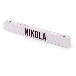 Personalisierter Zollstock | Metrie 2m Block 52 | mit männlichen Namen Name: Nikola