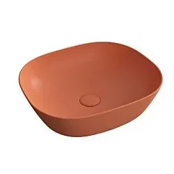 Vitra Plural Aufsatzschale 7810B477-0016 45 x 38 x 13,5 cm, rote Erde matt, flach, rechteckig, ohne Überlauf/Hahnloch