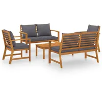 vidaXL 5-tlg Garten-Lounge-Set mit Auflagen Massivholz Akazie