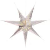 COM-FOUR com-four® LED Deko Stern silberfarben - Weihnachtsdekoration Stern mit Beleuchtung - LED-Beleuchtung zum Aufhängen - warm-weiß