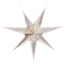 COM-FOUR com-four® LED Deko Stern silberfarben - Weihnachtsdekoration Stern mit Beleuchtung - LED-Beleuchtung zum Aufhängen - warm-weiß (1 Stück - silberfarben)