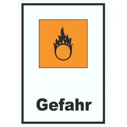 Schild Gefahrensymbol Brandfördernd Gefahr Brand hochkant A6 (105x148mm)