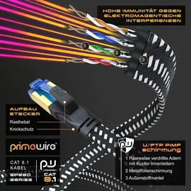CSL - 10m CAT 8 Netzwerkkabel Flach und Dünn - Lan Kabel für 40 Gigabit High Speed, Internetkabel, Flachbandkabel, Verlegekabel - 40 Gbps Cat.8 RJ45 Kabel für Switch Router Modem PC, 10 Meter Schwarz