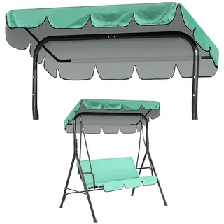 Yuragim Hollywoodschaukel Dachbezug 210 x 145 cm, 420D Oxford Universal Sonnendach für Hollywoodschaukel 2-3 Sitzer, UV-Schutz Ersatzdach Wasserdicht Dach Dachplane für Hollywood Schaukel, Grün