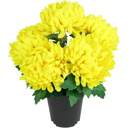 Kunstblume I.GE.A. "Chrysantheme im Topf", gelb, B:26cm H:31cm L:26cm, Polyester, Kunstpflanzen, Blume Dekoblume Herbstblume Herbstdeko künstlich Kunstpflanze Pflanze