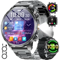 Militär Smartwatch Herren mit 1000mAh Akku/Telefonfunktion,1.7" HD Großes Touchscreen/LED-Licht/Schlafmonitor/200+ Sportmodi,3 Armbändern,IP68 Wasserdicht Fitnessuhr für iOS Android,Grau