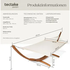 Tectake Hängematte XXL weiß inkl. Gestell