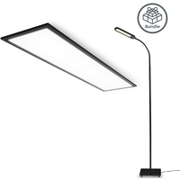 B.K.Licht LED Leuchten-Set, 2-teilig: LED Deckenpanel + LED Stehlampe, schwarz