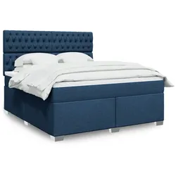 Boxspringbett mit Matratze Blau 180x200 cm Stoff