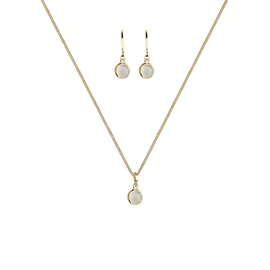 Elli Schmuckset Damen Mondstein Anhänger Elegant Schlicht in 925 Sterling Silber