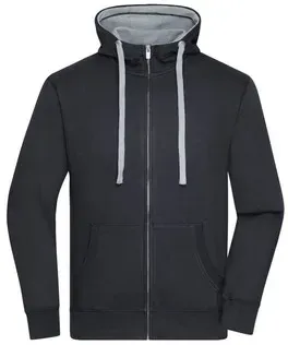 Herren Lifestyle Kapuzenjacke JN963, schwarz/grau hether, Größe M - schwarz/grau - M