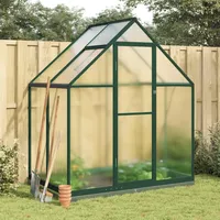 Faroom Aluminium Gewächshaus für den Garten 169 x 114 x 202 cm mit Fundamentrahmen, Gewächshaus Glas, Treibhaus, Tomatenhaus, Frühbeet, Pflanzenhaus Grün und transparent