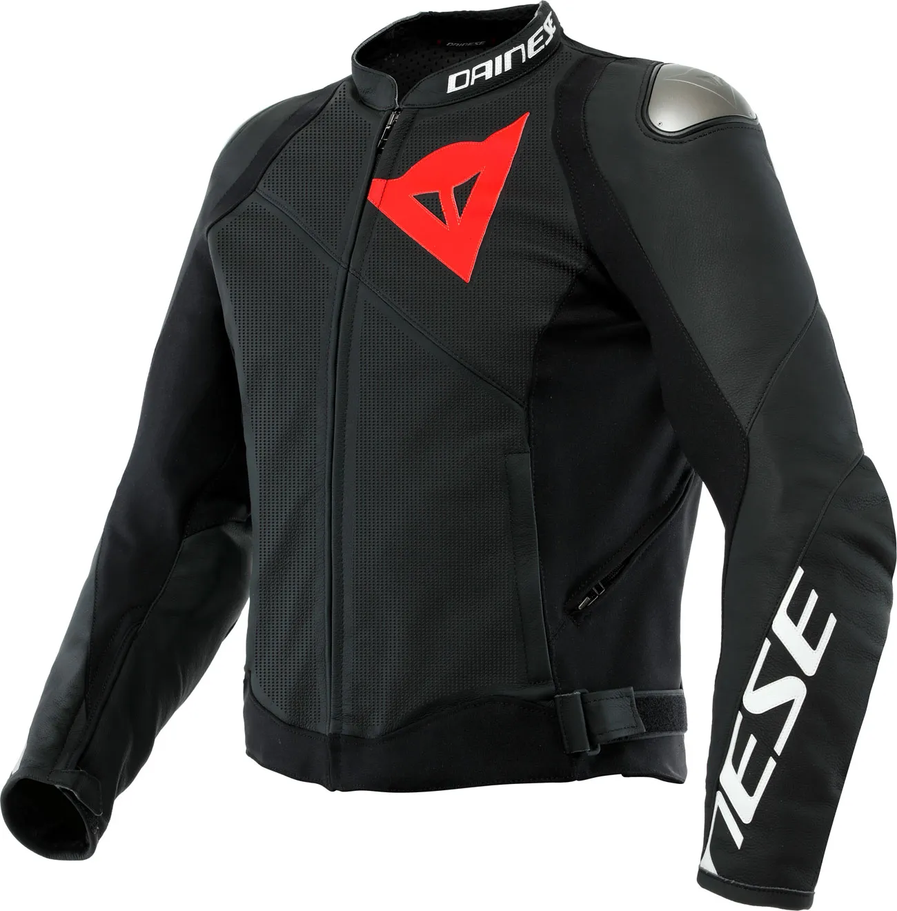 Dainese Sportiva, Lederjacke perforiert - Matt-Schwarz/Matt-Schwarz - 52