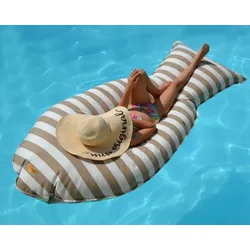 chillisy Multifunktionsliege Float Sharky, Variante: Größe XL (L) 190 x (B) 90 cm / Farbe beige gestreift