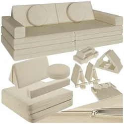 tectake® Spielsofa, 8-teilig, flexible Anordnung, Leinenbezüge, abnehmbar und waschbar, stapelbar