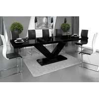 Design Esstisch Tisch HE-999 Schwarz Hochglanz ausziehbar 160 bis 256 cm
