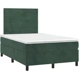 vidaXL Boxspringbett mit Matratze & LED Dunkelgrün 120x200 cm Samt