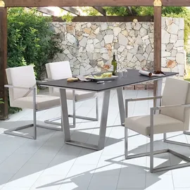 Niehoff Noah Gartentisch 160 x 95 x 76 cm Silberfarben/Grau/Weiß
