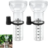 Lutateo 2 Stück Regenmesser Frostsicher, Regenmessers Ersatzglas Mit Halterung, 35mm Glas-Regenmesser Für Garten Mit Halter, Für Hof, Deck, Rasen, Landschaft Und Gartenzubehör