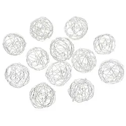 Draht-Kugeln, silber, 12 Stück