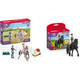 SCHLEICH 42443 Horse Club Mias Voltigier-Reitset & 42640 Horse Club Tori & Princess, ab 5 Jahren, Horse Club - Spielset, 11 Teile