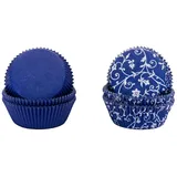DEMMLER Muffinförmchen - Cupcakeförmchen 2er Set blau in Unifarbend & mit weißem Classico Desgin - 120 Stück - Made in Germany